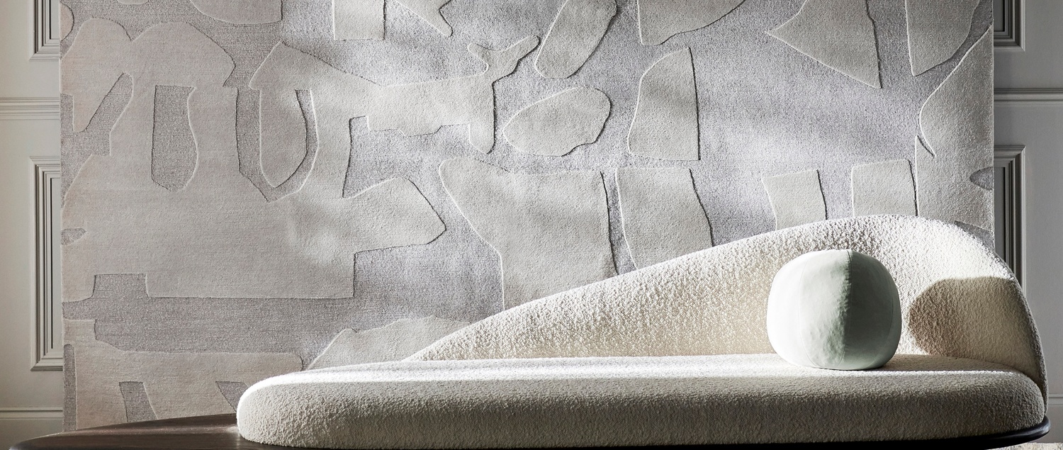 Boucle white and grey neutral tone rug 