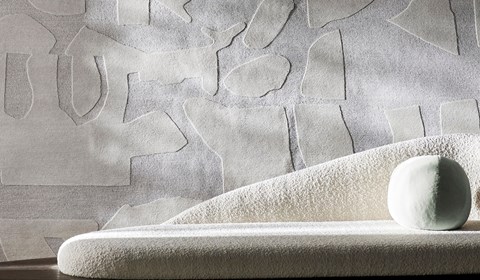 Boucle white and grey neutral tone rug